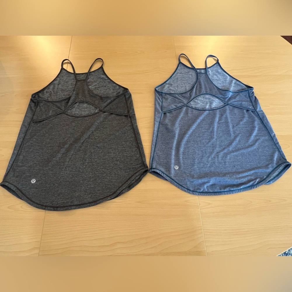 2 Lululemon Fast as Light Singlet Tank Tops Heathered Black & Blue Colors Small - Picture 1 of 10